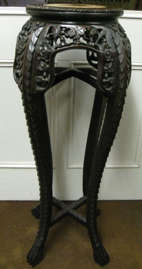 Oriental Carved Urn / Plant Stand