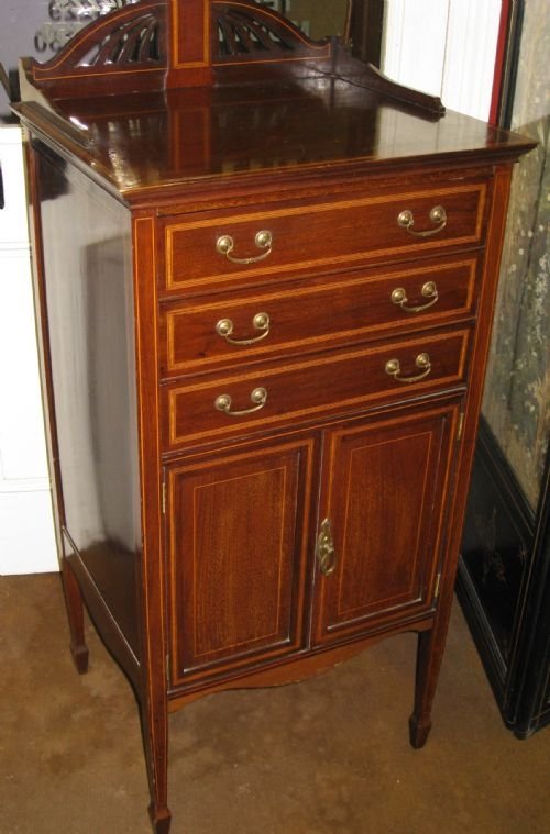 Edwardian Inlaid Music Cabinet