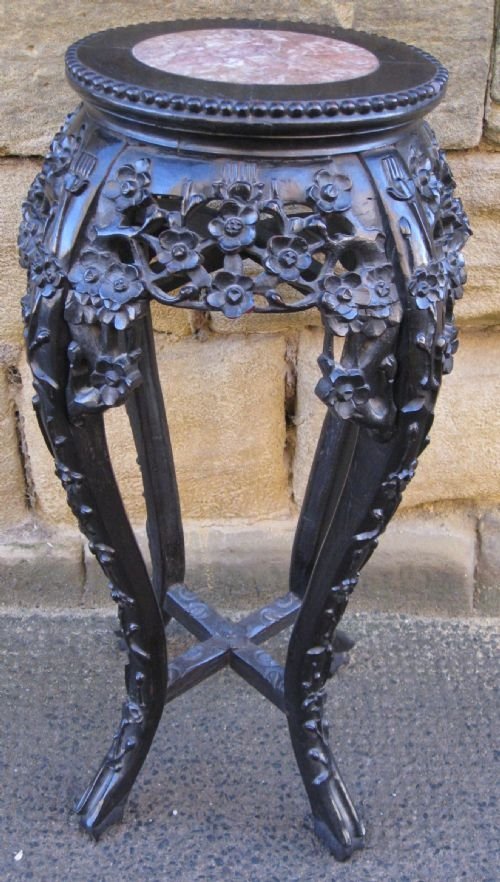 Oriental Carved Urn / Plant Stand