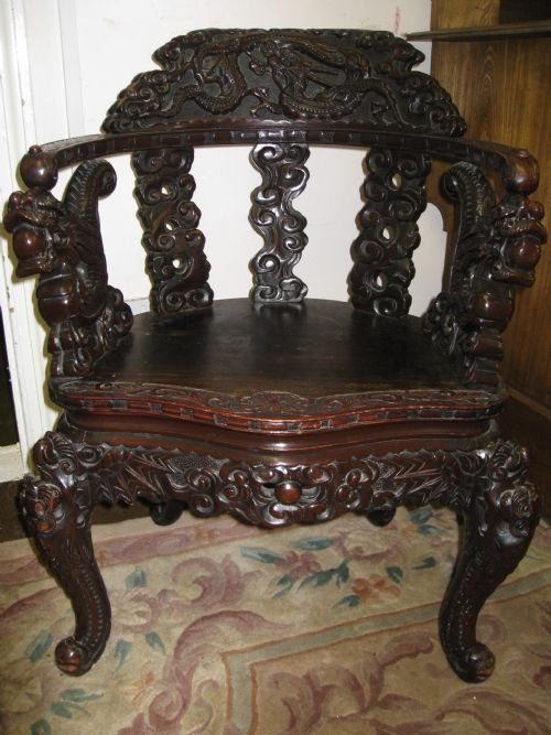 Oriental Carved Hardwood Chair