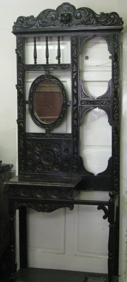 Carved Oak Hall Stand