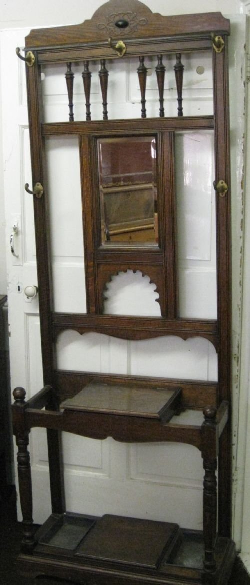 Art Nouveau Oak Hall Stand