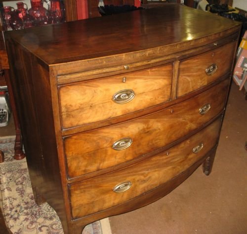 fig 1. georgian mahogany bow front chest of drawers