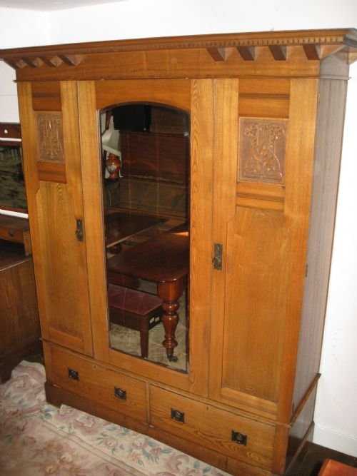 fig 1. large oak arts & crafts wardrobe