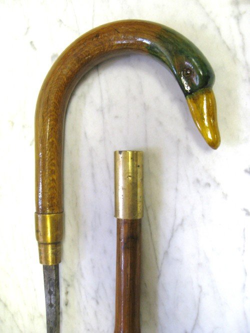 Unusual Sword Stick with Mallard Duck Handle