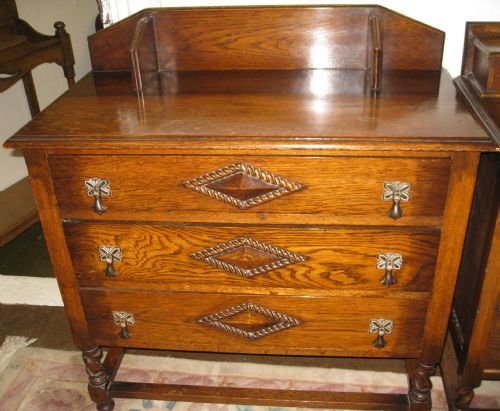 fig 1. oak three piece bedroom suite