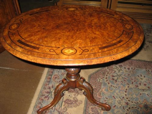 Victorian Inlaid Walnut Tripod Table