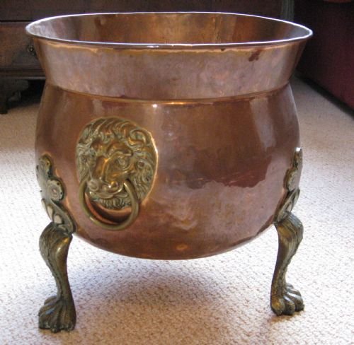 Large Copper and Brass Jardiniere / Log Bucket