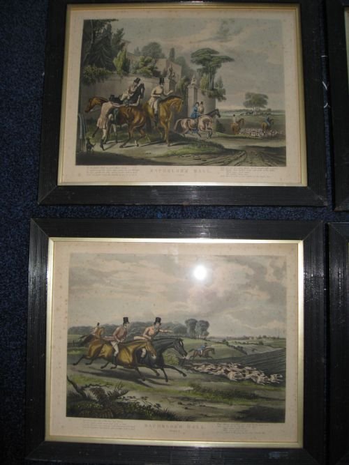 fig 1. complete set of 6 batchelor's hall hunting prints