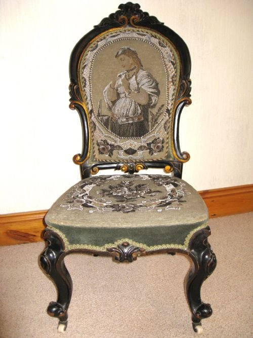 Victorian Ebonised Salon Chair