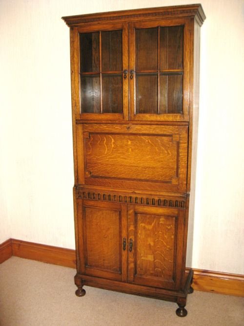 Oak Arts & Crafts Bureau Bookcase