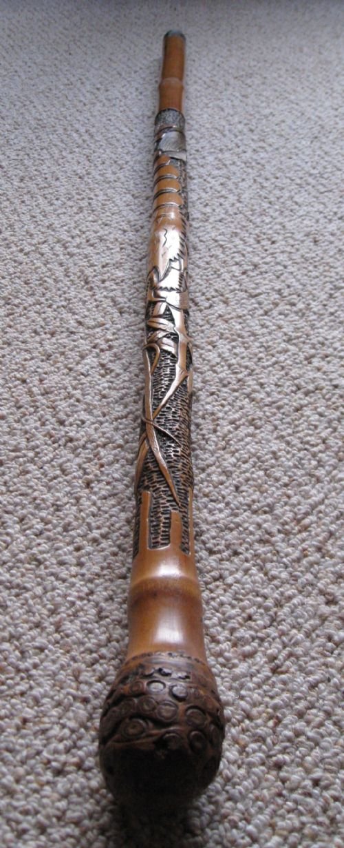Oriental Carved Bamboo Walking Stick