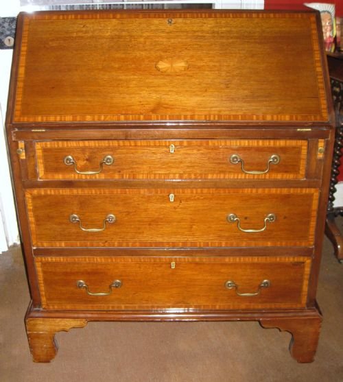 Small Edwardian Inlaid Mahogany Bureau