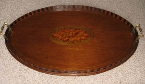 Large Inlaid Mahogany Tray