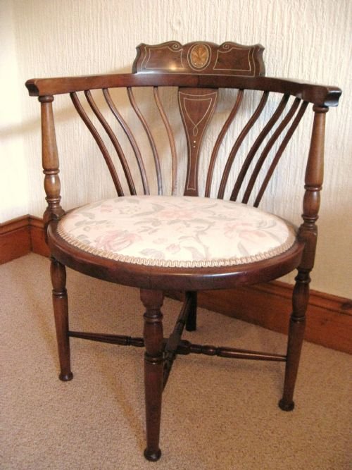 Inlaid Mahogany Corner Chair