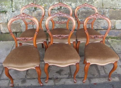 Set of 6 Walnut Dining Chairs