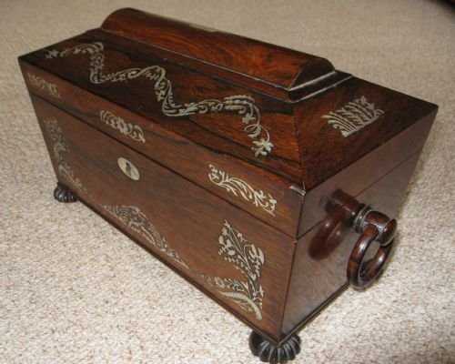 Inlaid Rosewood Tea Caddy