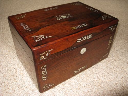 fig 1. inlaid rosewood dressing box / jewellery box