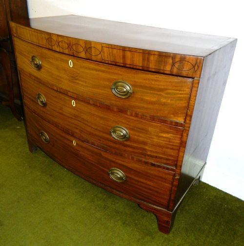 fig 1. georgian mahogany inlaid bowfront chest of drawers