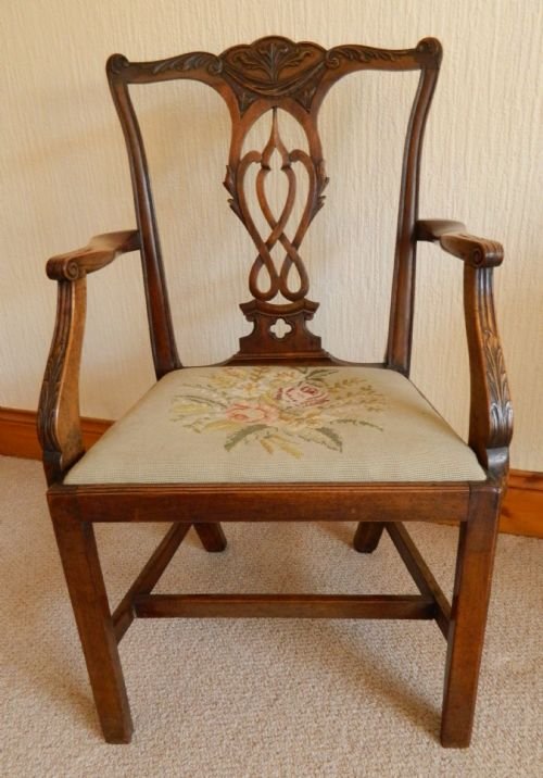 Fine Quality Mahogany Chippendale Period Elbow Chair