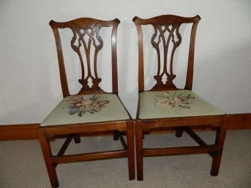Pair of Mahogany Chippendale Period Chairs