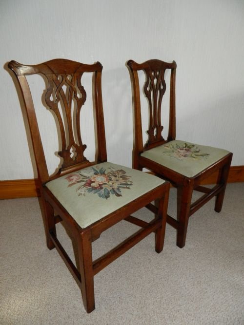 fig 1. pair of mahogany chippendale period chairs