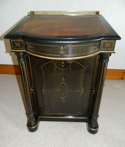 Victorian Ebonised and Gilded Davenport with 'Secret' Compartments