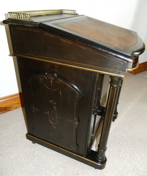 fig 1. victorian ebonised and gilded davenport with 'secret' compartments