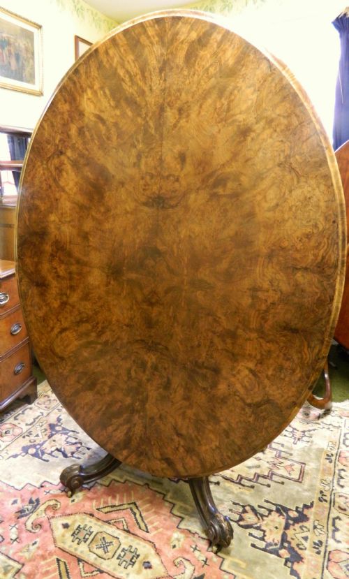 Large Oval Walnut Tilt Top Breakfast Table