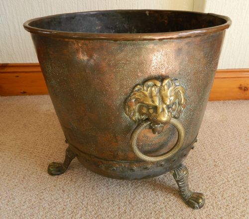 Large Copper and Brass Log Bin / Jardiniere