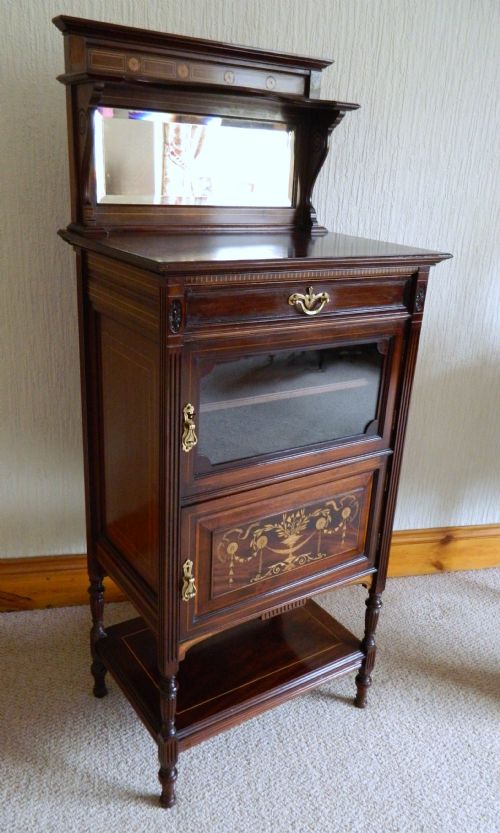 fig 1. edwardian inlaid mahogany music cabinet