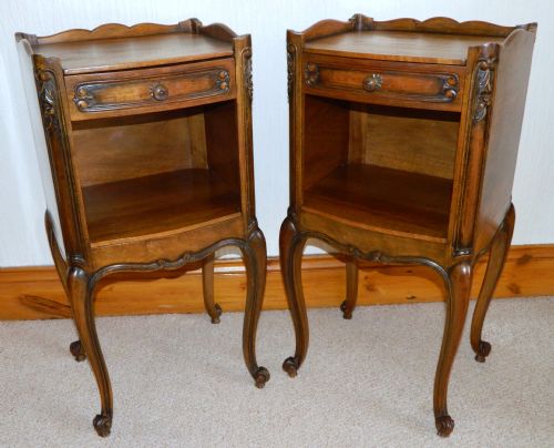 Pair of French Walnut Bedside Cabinets