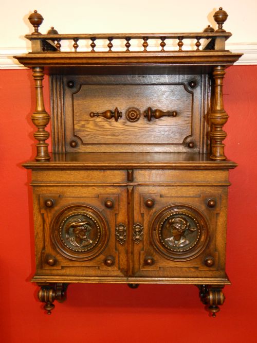 Unusual Oak Wall Hanging Cupboard