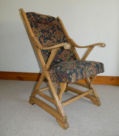Oak Arts & Crafts X Frame Wakefield Armchair