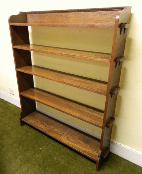 Oak Arts & Crafts Open Bookcase