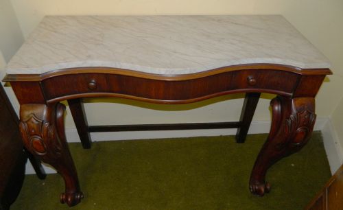 Mahogany Console Table with Marble Top