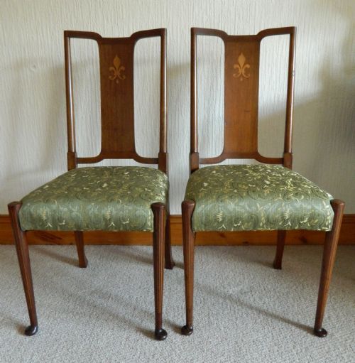 Pair of Edwardian Inlaid Side Chairs