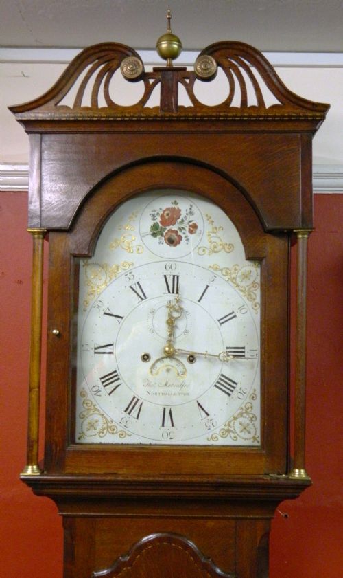 Oak & Mahogany 8 Day Painted Face Grandfather Clock