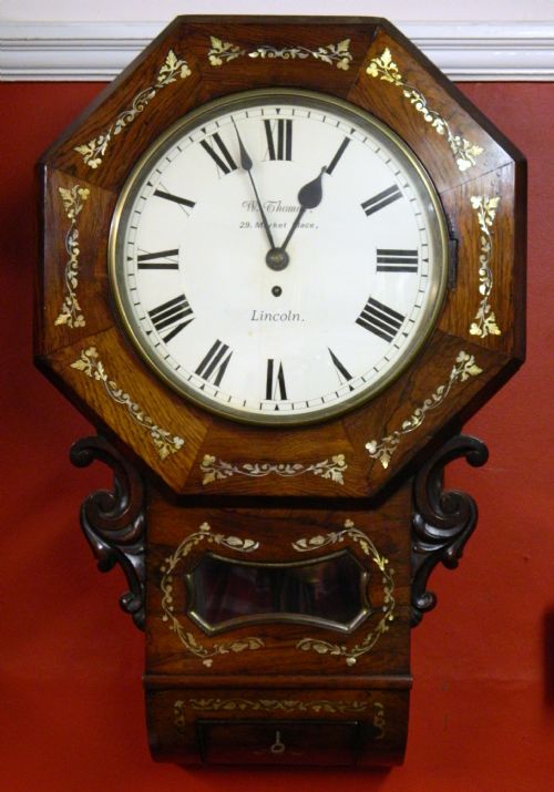Inlaid Rosewood Drop Dial Wall Clock