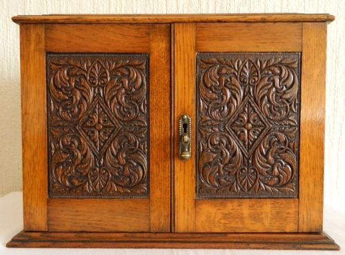 Oak Arts & Crafts Smokers Cabinet