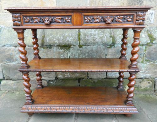 Carved Oak Dumb Waiter