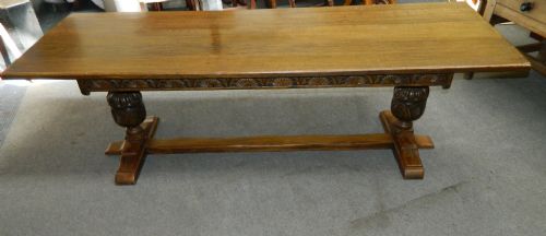 Large Carved Oak Refectory Table