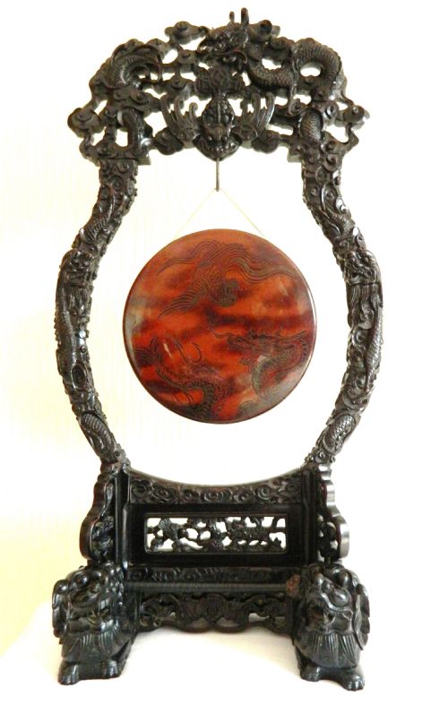 Chinese Carved Hardwood Dinner Gong