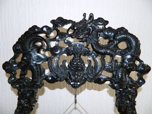 fig 1. chinese carved hardwood dinner gong