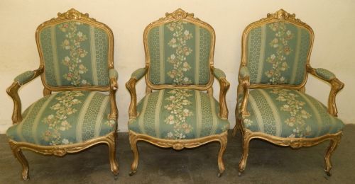 French Gilt Armchairs