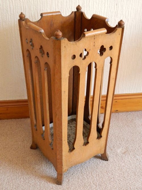 Arts & Crafts Oak Stick Stand