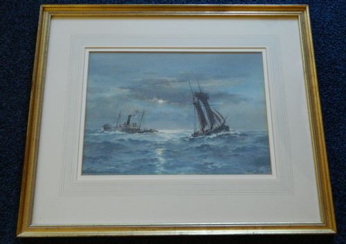 Frank Wood Painting - "Ships That Pass in the Night"
