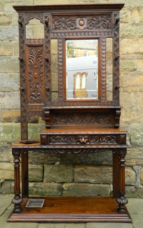 Carved Oak Green Man Hall Stand