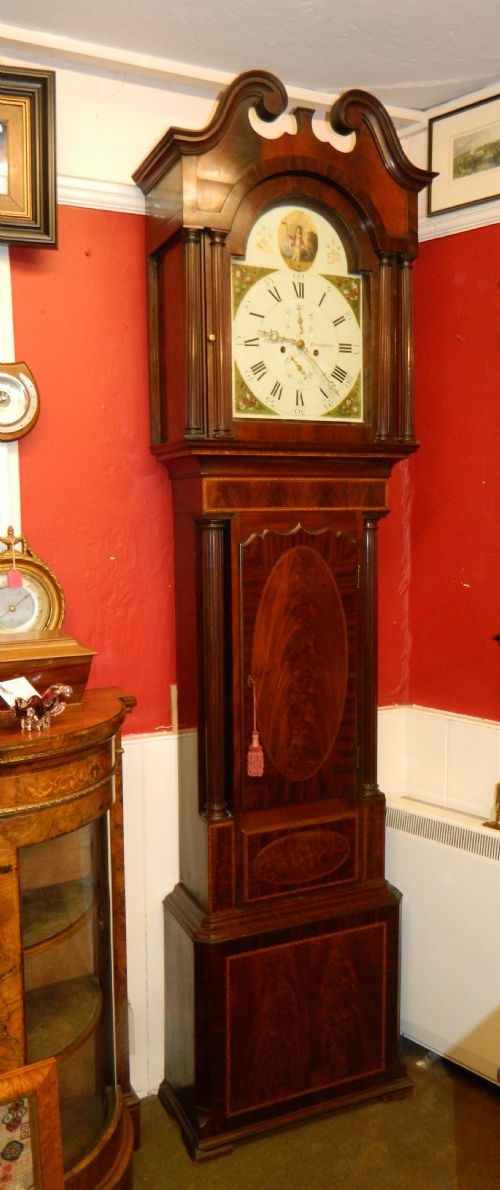 Mahogany Painted Face 8 Day Grandfather Clock