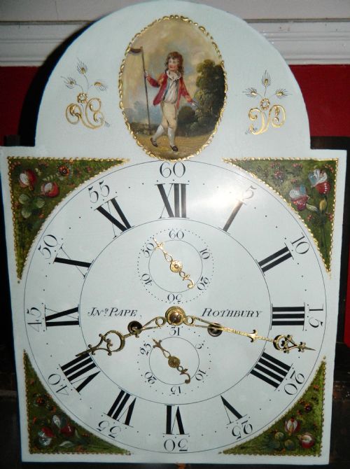 fig 1. mahogany painted face 8 day grandfather clock